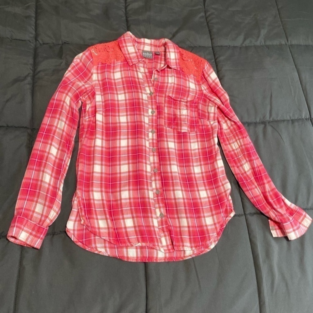 NY & Co Pink Plaid Shirt - Picture 1 of 7